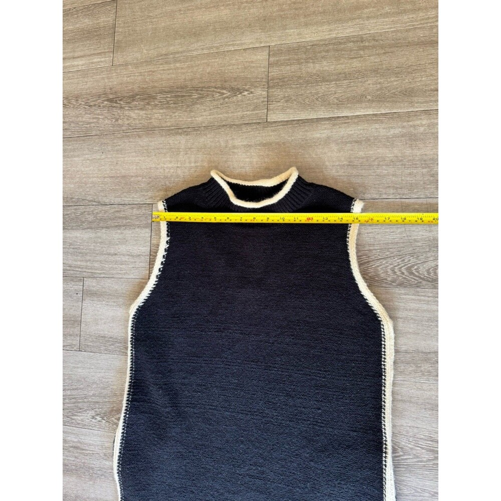 NWT Tank Sweater Knit Midi Black Cream Stretch Dress Sz S Pockets Mockneck - Picture 11 of 16